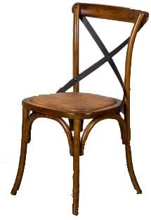 Peppermill Antiques OAK BENTWOOD CHAIRS WITH METAL CROSS BACK AND RATTAN SEAT