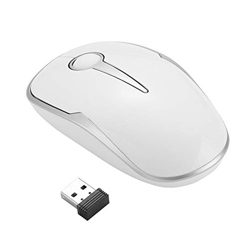 Wireless Gaming Mouse 2.4G Portable Mobile Optical Mice with USB Nano Receiver for Laptop,PC,Computer,Chromebook,MacBook,Notebook (White)