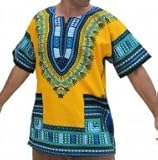 RaanPahMuang Unisex Bright Coloured African Dashiki Cotton Plus Shirt