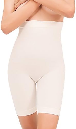 Urbamboo Seamless Bamboo Hi-Waisted Belly and Thigh Slimmer Shaper (Long Leg Cut) (US Medium - Europe Large, Nude)