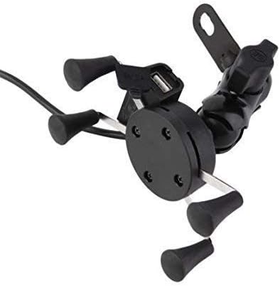 Motofly ABW - 1.2 Series Motorcycle Phone Mount, Universal Bike Cell Phone Spider Bike Multifunctional Mobile Holder X Grip with USB Charger for iPhone, Samsung, GPS Device