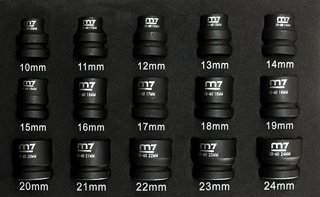 Click Here to See More Images 15 Pc. 1/2 Inch Air Stubby Impact Socket Set -2Pack