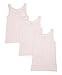 Amoureux Bebe Girls Cami Undershirts- Tagless Cotton Tank Tops-Pink/White, 3 Pk