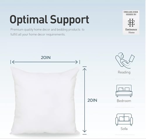 Dreamliner Algo 50x50cm Cushion Filler/Pillow Insert, Down Alternative Filling, Pure Natural Cotton Fabric, Breathable & Soft Comfort, Perfect Back Support, Washable and Easy Care