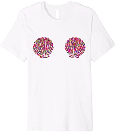 Men's Popcorn Rainbow seashells girly mermaid shell beach t-shirt  XL White