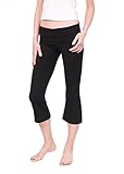 Hard Tail Foldover Cropped Bootcut Yoga Pants - Black