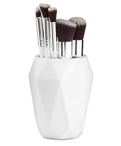 Essentra Home Modern White Collection Vanity Tumbler, Great as Makeup Brush Holder and Pen Holder