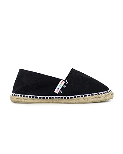 ALPARGATUS Klassische Espadrilles aus Leinen, einfarbig, hergestellt in Spanien, Schwarz , 42 EU
