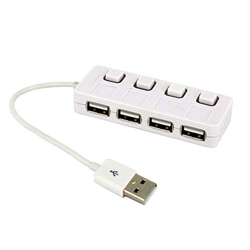 USB Hubs Splitter,Buybuybuy 4-Port USB 2.0 with ON/OFF Switch Usb Muti Hub Adapter Data Hub for Macbook, Mac Pro/mini, iMac, Surface Pro, XPS, Notebook PC, USB Flash Drives, Mobile HDD (White)