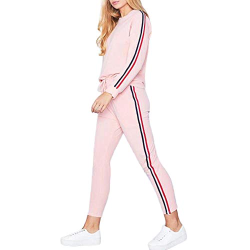 Dressin_Women's Sport Tracksuit Dark Sweatshirt Sets Pink - Thumbnail 6