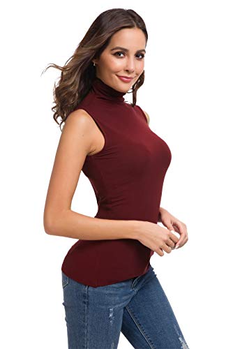 Womens Long Sleeve/Half Sleeve/Sleeveless Mock Turtleneck Crew Stretch Slim T Shirt Layer Top