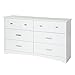 South Shore Tiara 6-Drawer Double Dresser, Pure White with Jewel-Like Handles