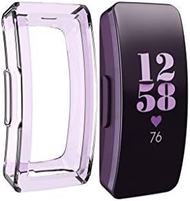 Cywulin Protective Cover Case for Fitbit Inspire and Inspire HR, All Around Slim Soft Flexible TPU Rugged Bumper Shell Frame HD Clear Full Protector Shock Proof Scratch Shatter Resistant (Purple)