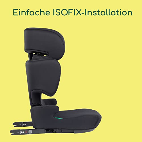 RoadFix i-Size, Kindersitzerhöhung mit Rückenlehne, 3,5–12 Jahre (100–150 cm), Isofix Kindersitz, Klappbar, Leicht (4,4 kg), 14 Kopfstützenpositionen, Gepolsterter Sitz, Black Mist