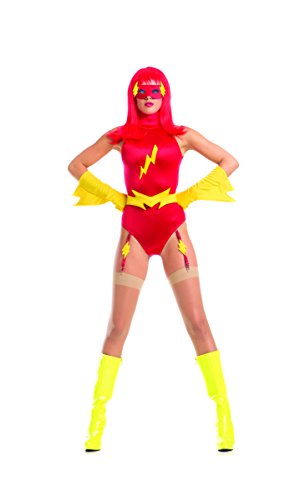 Adult Women's 5 Piece Sexy Flash Super Hero Halloween Party Costume