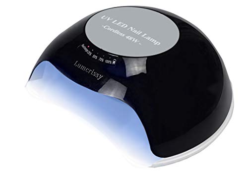 Cordless Rechargeable LED UV Nail Lamp Nail Dryer,Lumcrissy 48W Gel Nails Manicure Curing Lamp with Automatic Sensor for LED Gel UV Gel Builder Gel (Black)