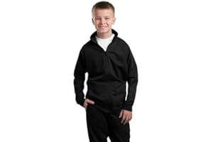 Sport-Tek Youth Tricot Track Jacket, Black/Black, L