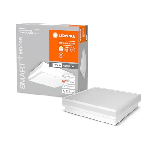ORBIS MAGNET SMART+ Wi-Fi 30x30cm, lámpara de techo LED regulable para uso interior, 26W, temperatura de color 3000-6500K, 2500 lumen, lámpara de diseño con marco magnético, blanco