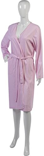 Ladies Lightweight Polka Dot Dressing Gown Combed Cotton Womens Spotty Wrap Bathrobe Small (Pink)