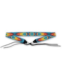 Mayan Arts Hat Band, Beaded Hatband, Cowboy, Western, Leather, Multi Color Turquoise, Native American, Handmade in Guatemala 7/8