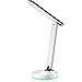 HPcom Desk Table Lamp LED, Cordless, Rechargeable, Portable, Foldable, Dimmable White 3 Brightness Levels, Touch Controls, Color Changing Base Light Great Gift for Kids (White)