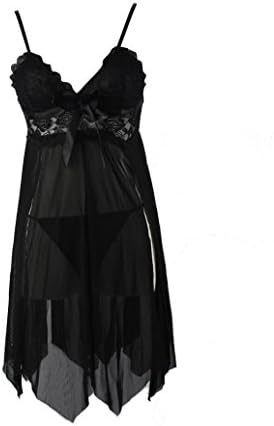 Leoy88 Women Nightwear Lingerie (Black)
