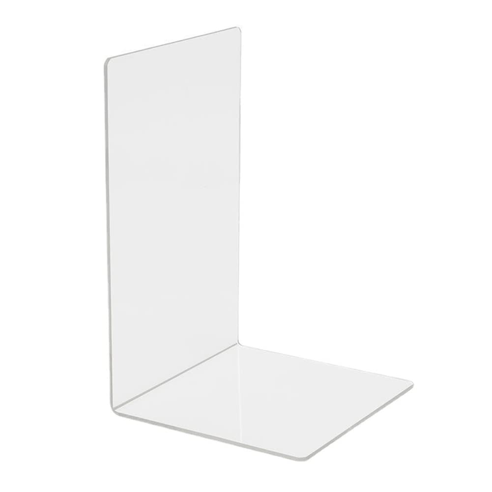 Photo 1 of 1 Piece Bookend Book End Acrylic Bookend Heavy Duty Book End Book Holder Stopper L Shaped Book Stopper Desktop Organizer for Books Movies CDs(Transparent, 4.72 x 4.72 x 6.89 inch)