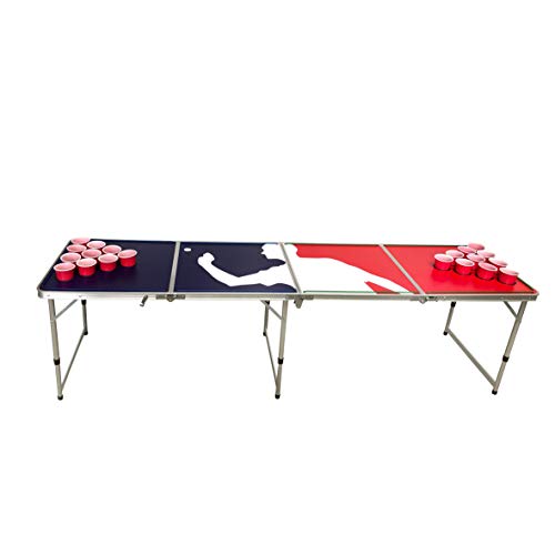 LED Lights Beer Pong Table with Holes for Cups 8' Aluminum Portable Adjustable Folding Indoor Outdoor Tailgate Drinking Party Game Squad Game Play #7 - Thumbnail 3