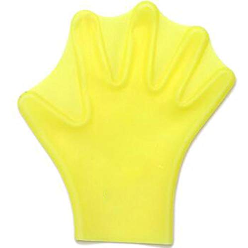 Potelin 1 Pair Duck Palm Diving Gloves Swim Webbed Gloves for Water Aerobics Fit Webbed Swimming Resistance Gloves Yellow