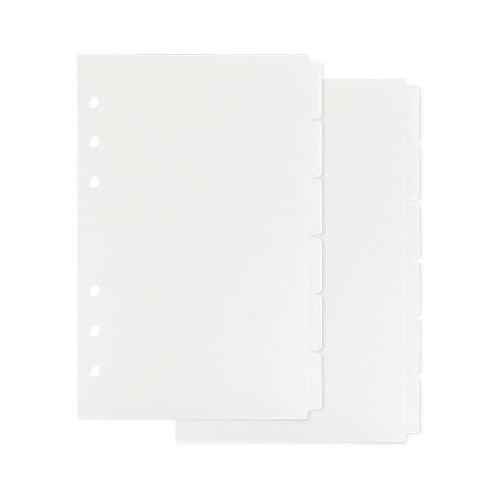 2 Pack A6 Binder Dividers 6 Tabs Frosted PP Binder Index Tabs Planner Divider for Round Ring Binders Sheet Protector Refills (2 Packs A6)