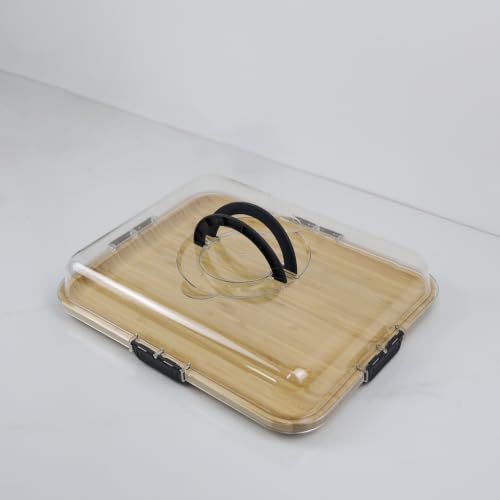 LUMAI Bandeja de Frios Paris com Tampa Acrílica, 4 Travas e Alça | Dupla Face Polida Impermeabilizada, Charcutaria, Queijos, Frios, Frutas, Servir, Carregar, Piquenique