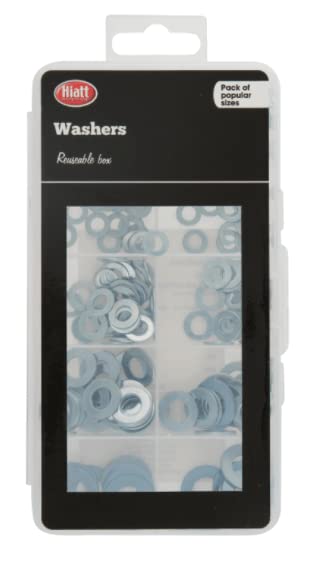 Hardware Solutions - Flat Washers - Reusable Box Value Kit 250 Pieces. Washers: 90 x 4mm, 50 x 5mm, 50 x 6mm, 40 x 8mm, 20 x 10mm — image 1