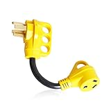 Epicord Heavy Duty RV Adapter 50 AMP Male To 30 AMP Female Dogbone Power Cord With Handles Connector, 12Inch, Yellow