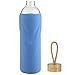 ORIGIN Best BPA-Free Glass Water Bottle with Protective Silicone Sleeve and Bamboo Lid - Dishwasher Safe (Baby Blue, 32 oz)