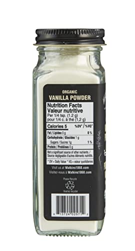 Watkins Gourmet Organic Spice Jar, Vanilla Powder, Non-GMO, Kosher, 96 g