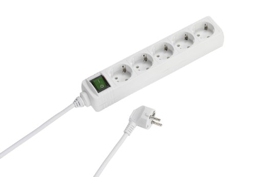 Vivanco EBLS5 W 5 fois prise avec interrupteur et contrôle parental (câble de 1,4 m, section de fil 1,5 mm²) blanc