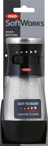 OXO Salt Grinder Clear Acrylic Non-Corrosive Ceramic Grinder Adjustable Settings view 2