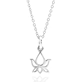 Lotus Bud Charm Sterling Silver Necklace 18" (very tiny size)