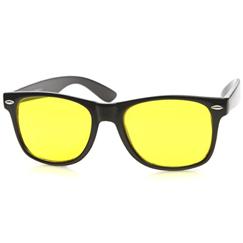 zeroUV - Blue Blocking Driving Horn Rimmed Sunglasses Amber Tinted Lens 54mm (Black Yellow)