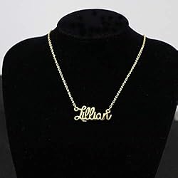 Awegift Name Necklace Big Initial Gold Plated Best