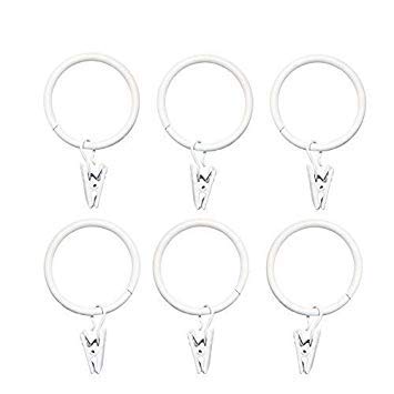 1 5 Inch White Metal Curtain Rings With Clips Set Of 14 Amazon In