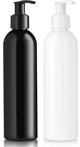 image for Bar5F Empty Lotion Bottles 8 Oz. Bullet Black & White Bottles SET, Gre