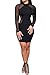 PinkWind Women's Sexy Sheer Mesh Long Sleeves Bodycon Stretch Mini Club Dress