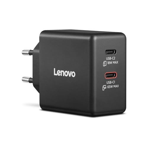 Cargador Dual USB-C 65 W GAN (Compatible con PC y Otros Dispositivos, 2 Puertos USB-C, Portátil, Ligero) Incluye Cable Tipo C de 1.5 m - Negro