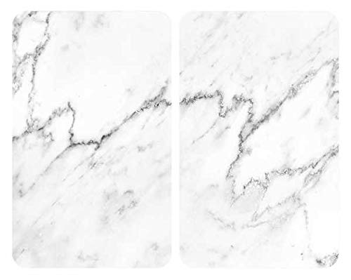 WENKO Set of 2, 30 x 52 cm "Marble" Protective Hob for Induction Hob, Glass Hob, Ceramic, Tempered Glass