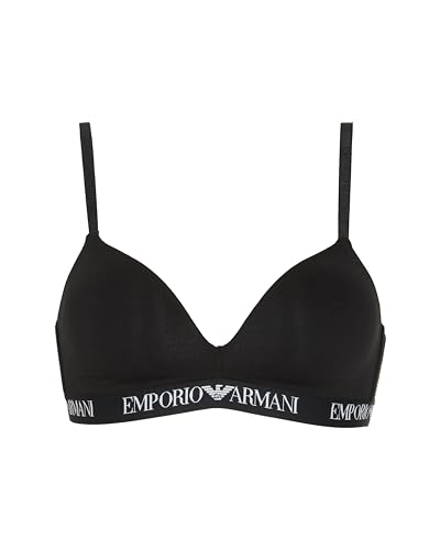 Emporio Armani Woman's Essential Reggiseno a Triangolo Imbottito in Cotone, Nero, XL, Bellezza Nera, XL