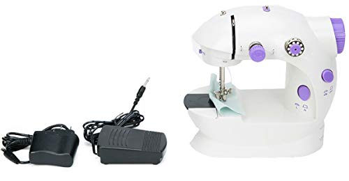 FreeTec Mini Portable Electric Crafting Mending Sewing Machine 2-Speed Double Thread with Light & Cutter & Foot Pedal