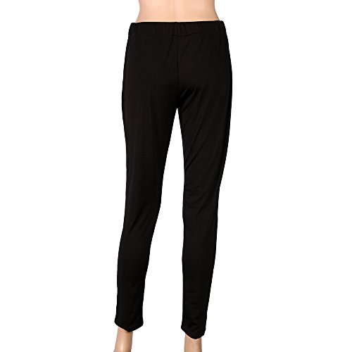 Napoo Clearance Women Elastic Solid Criss-Cross Workout Dance Yoga Pant Legging Plus Size (XL, Black A) - Thumbnail 4