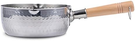 DDY Stainless Steel Small Milk Pot Single Wood Handle Pan Induction Cooker Universal 20cm / 22cm , 22cm