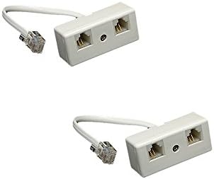 2-Way RJ11 US Telephone Plug to RJ11 Socket Adapter and Splitter for Landline Telephone,2 Pack